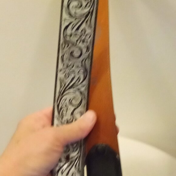 Justin Boots Ladies Belt Western Silver Black Rhinestone Buckle Size 34 - Picture 6 of 16